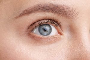 Closeup of woman's green eye